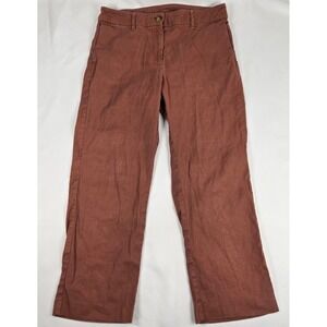 J Jill Linen Stretch High-Rise Cropped Pants Casual Everyday Brown Sz 6‎ Y2K 90s